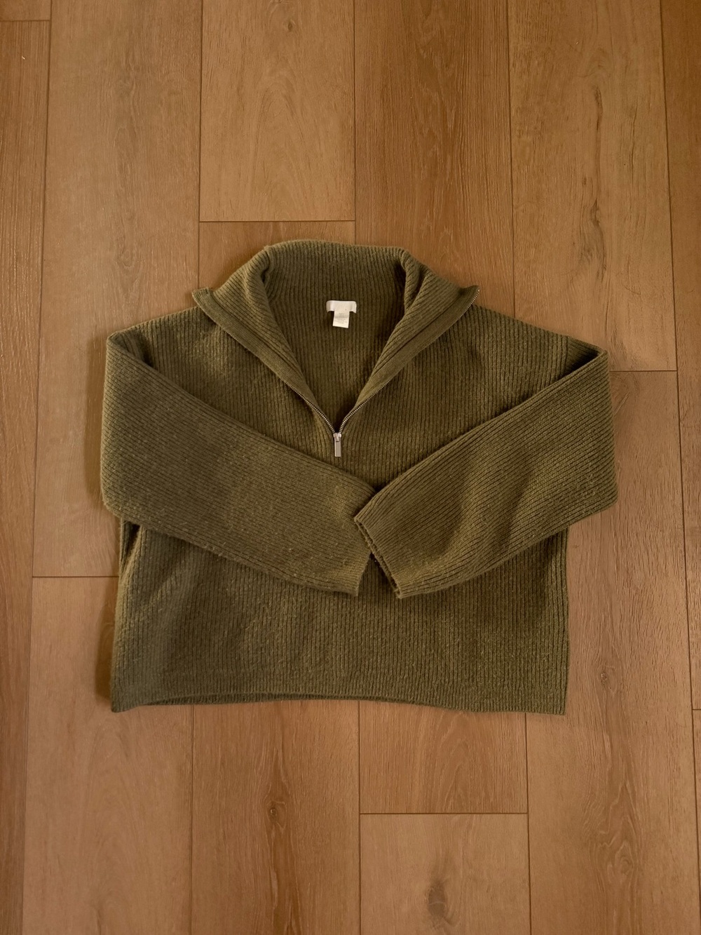 Olive Half-Zip Knit Sweater